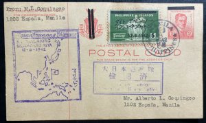 1942 Manila Philippines Japan Occupation PS Postcard Cover In Greater Asia War