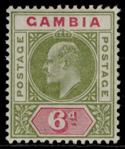 GAMBIA EDVII SG51, 6d pale sage-green & carmine, M MINT. Cat £19.