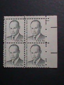 UNITED STATES-DR. CHARLES R. DREW. MD. MINT PLATE BLOCK  VERY FINE