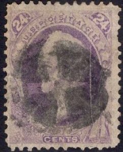 US Stamp #153 24c Purple Scott USED SCV $220. Nice color, 4 margins!