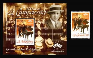 Roaring 20ies PIANO CAFE GIRALDA MUSIC TANGO LA CUMPARSITA URUGUAY stamp +S/S ** 