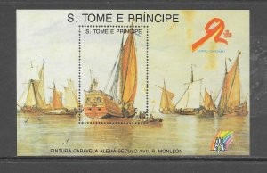 ST THOMAS & PRINCE #897 17TH CENTURY SAILING SHIP S/S MNH