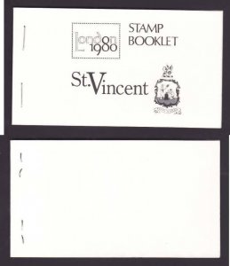 St. Vincent-Sc#599-601- id8-Unused NH booklet-blocks of 4-QEII-London '80-