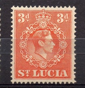 St Lucia 1938 GVI Early Issue Fine Mint Hinged 3d. 082846