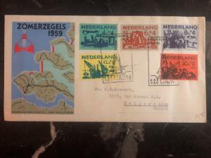 1959 The Hague Holland First Day Cover FDC To Canada Summer Stamps