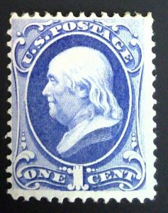 Scott #145 - VG - 1c Ultramarine - Franklin - OG - 1870