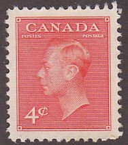 Canada 306 King George VI with Postes-Postage 4¢ 1951