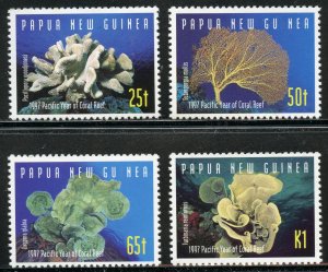 Papua New Guinea Scott 924-27 MNHOG - Year of the Coral Reef Set - SCV $4.50