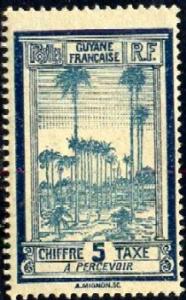Royal Palms, French Guiana stamp SC#J13 Mint