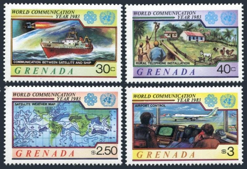 Grenada 1154-1157,MNH.Mi 1211-1214. Communication Year WCY-1983.Ship-satellite,