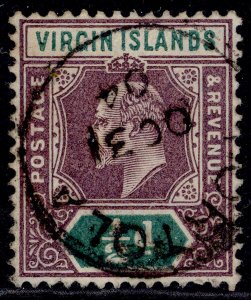 BRITISH VIRGIN ISLANDS EDVII SG54, ½d dull purple & green, VERY FINE USED. CDS
