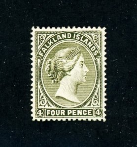 [FALKLAND ISLANDS] 1889 4d SG 12 / Watermark Crown CA Upright (MH)
