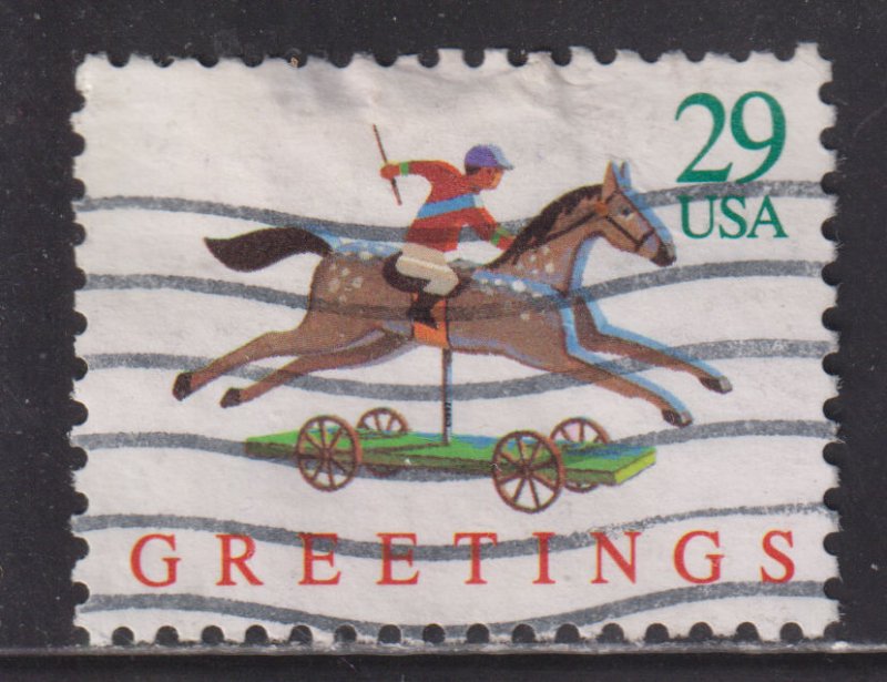 United States 2711 Wooden Wheeled Race Horse 1992