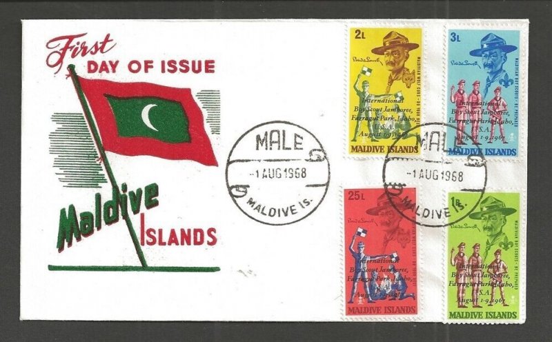 1968 Maldive Islands Boy Scouts World Jamboree Idaho overprint FDC