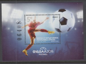 Bosnia and Herzegovina Serbian Admin 546 Soccer Souvenir Sheet MNH VF