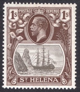 St Helena 1922 1s Grey&Brn TORN FLAG error Scott 87v SG 106b MLH Cat £500($695)