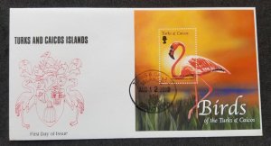 *FREE SHIP Turks & Caicos Birds 2002 Fauna Wildlife Flamingo (FDC) *see scan