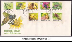 SINGAPORE - 1985 NEW DEFINITIVES / INSECTS FLY BEETLE - 8V FDC