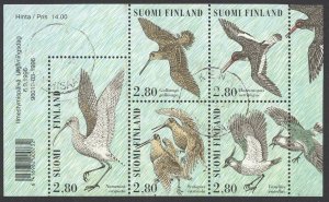 Finland Sc# 1014a Used Souvenir Sheet 1996 Shore Birds