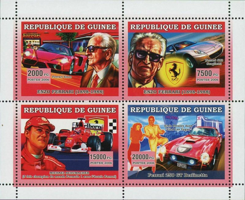 Ferrari Stamp Car Enzo Ferrari 250 GT Berlinetta Michael Schumacher S/S MNH