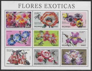 Mozambique #1382  a-i  Sht of 9  Flowers and Insects  2000  MNH