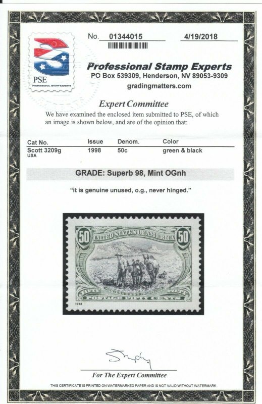 MOstamps - US #3209g Mint OG NH Grade Superb 98 with PSE Cert - Lot # MO-1829