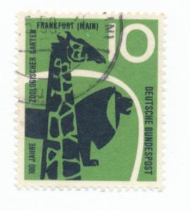 Germany 1958 Scott 784 used - Frankfort zoo, Giraffe & Lion