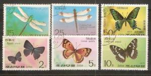 DPR Korea 1977 Butterflies Insects Animals Sc 1601-06 Cancelled ++ 13114a
