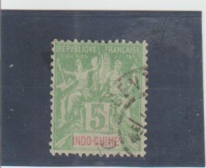 Indo-China  Scott#  7  Used  (1900 Navigation and Commerce)