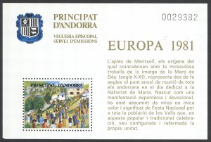 Andorra, French MNH 1981 Charity Label Europa