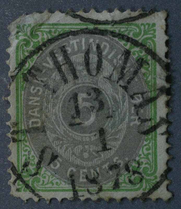 Danish West Indies #8 Used FN Cancel St Thomas 13 1 1878 Spot Thin Upper Left