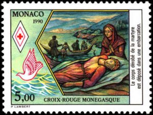 Monaco #1714-1715, Complete Set(2), 1990, Red Cross, Never Hinged