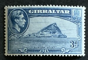 GIBRALTAR 1942 3d SG125bb GREENISH BLUE  perf 13 LIGHTLY MOUNTED MINT