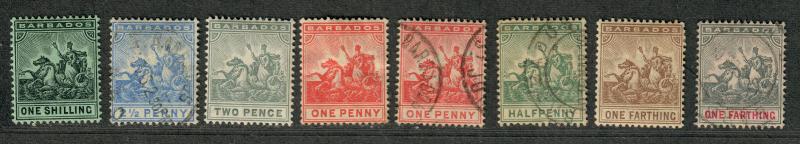 Barbados Sc#90-96, 100 M+U/H/F-VF, Partial Set, Cv. $80.60