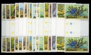 Barbados #640-659, 1985 Marine Life, complete set in vertical gutter pairs, n...