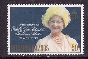 Pitcairn-Sc#193- id9- unused NH set-Queen Mother-Birthday-1980-