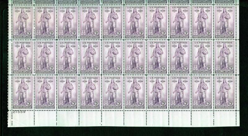 UNITED STATES SCOTT# 777  RHODE ISLAND  SHEET OF 50 MINT NH UNFOLDED