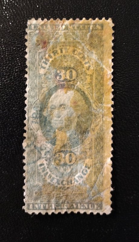 US # R52 Used 30c Lilac Inland Exchange Revenue Stamp F-VF 1872