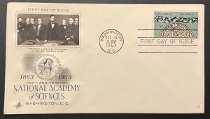 NATIONAL ACADEMY OF SCIENCES #1237 OCT 14 1963 WASHINGTON DC FIRST DAY COVER BX4