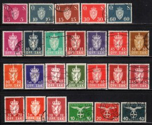 Norway ~ 25 Different Official Stamps - Used, MX