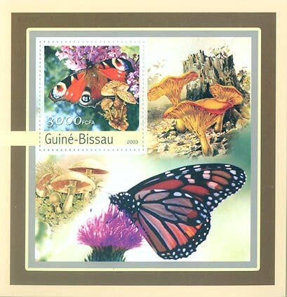 GUINEA BISSAU - 2003 - Butterflies & Mushrooms-Perf Souv Sheet-Mint Never Hinged