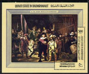 Aden - Qu\'aiti 1967 Rembrandt perf miniature sheet unmou...