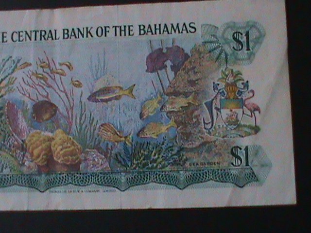 ​BAHAMAS-1974-CENTRAL BANK-$1 DOLLAR-NEAR UNCIR- NOTE- VF-50 YEARS OLD-