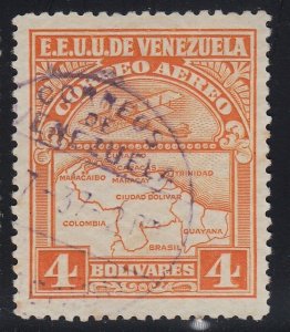Venezuela 1932 4b Red Orange White Paper Error Used. Scott C36
