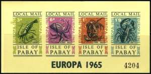 1965 Cinderella Isle Of Pabay Local Mail Europa Souvenir Sheet (Buff Paper) MNH