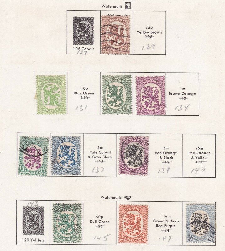 FINLAND^^^^1925-29  mint & used LIONS on ;page $$@ ta 1359finl9