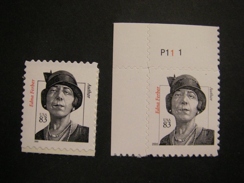 Scott 3433 & 3434, 83c Edna Ferber, MNH Distinguished Beauties