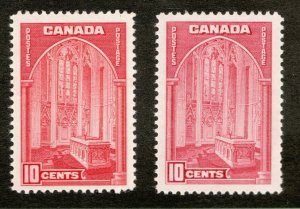 Canada 1938 Sc #241 Carmine / 241a Rose - 10¢ Memorial Chamber - MH / Cv $27