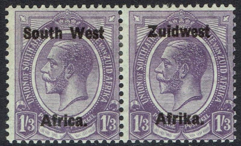 SOUTH WEST AFRICA 1923 KGV 1/3 PAIR SETTING III 