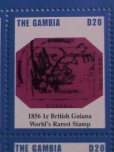 THE GAMBIA: RARE AND FAMOUS STAMPS MINIATURE SHEET MINT NOT HING